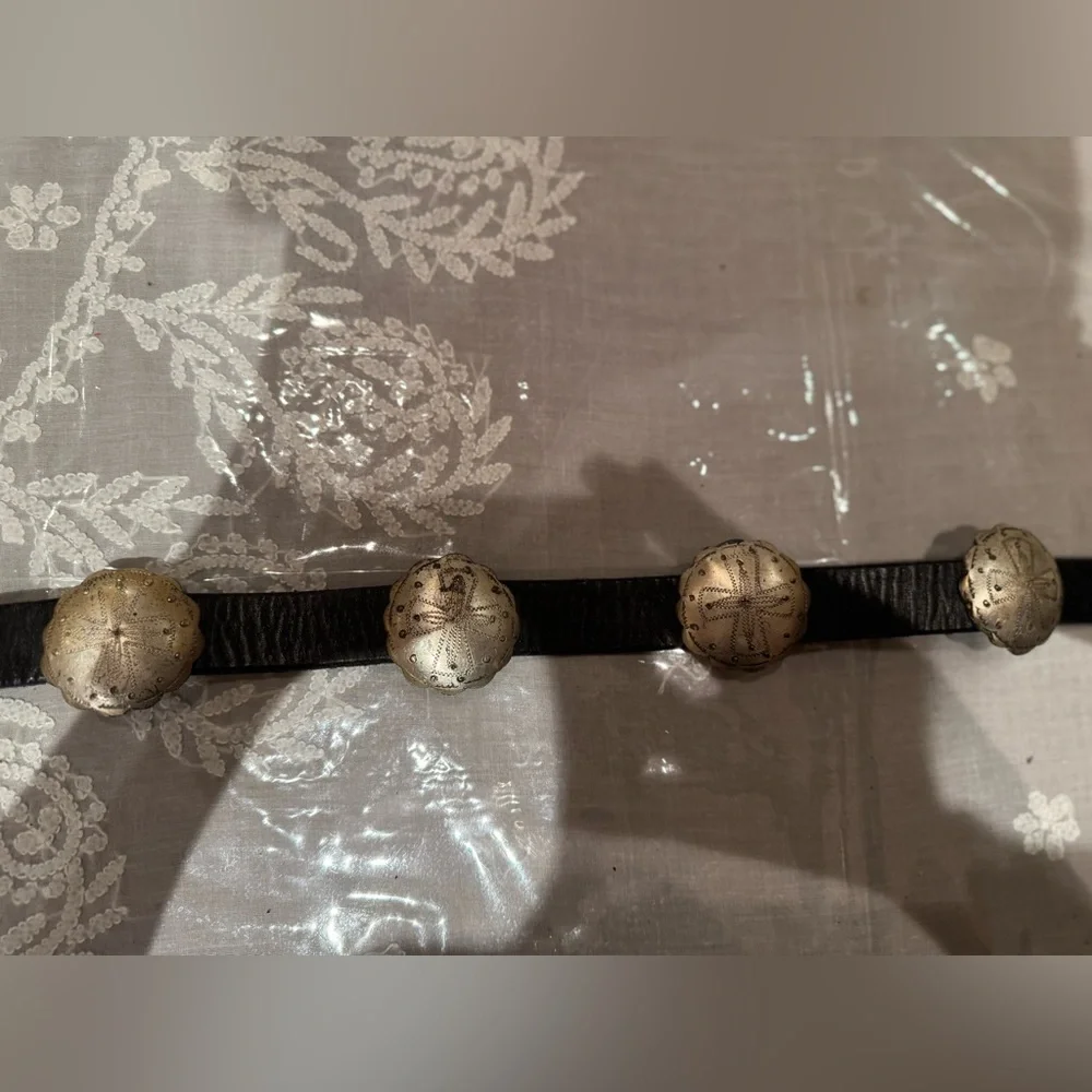 ❤️ RALPH LAUREN Black Leather Belt with Silver Accents - Picture 9 of 16